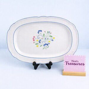 Hearthside FLORAL EXPRESSIONS Japan Pink Blue Floral Stoneware  Serving Platter